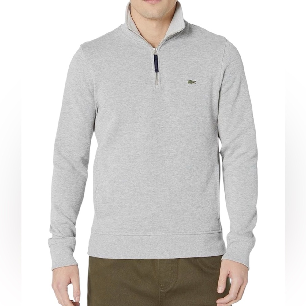 Lacoste Mens French Quarter Zip Long Sleeve Pullover Cotton Sweater Size Small